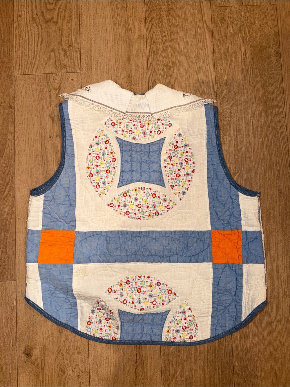 Swirl Vintage Quilted Upcycled Handmade Vest - Picture 5 of 6